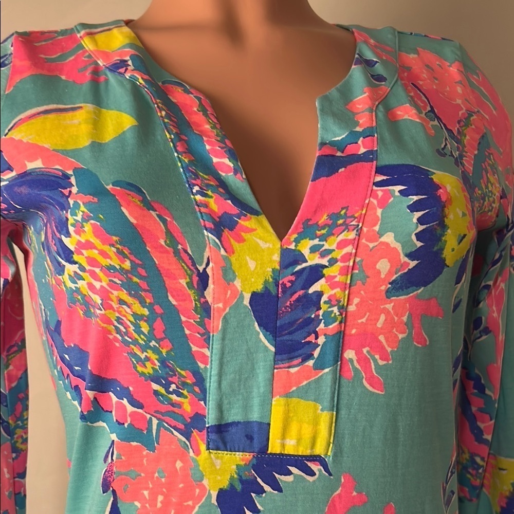 Lilly Pulitzer RIVA DRESS Shorely Blue Sandstorm FISH SEALIFE Sz S - Picture 5 of 15